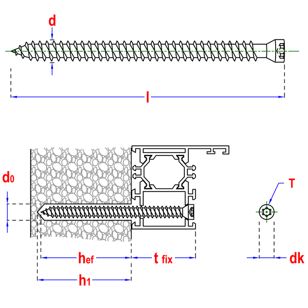 Kozijnschroef 7.5x132 cilinder - 100st