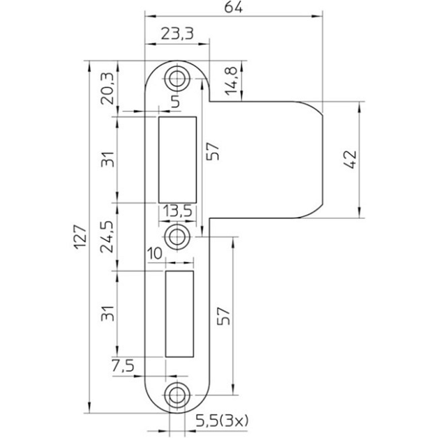 Nemef Sluitplaat vp 1279/17 RVS rond dr1-3 lange lip