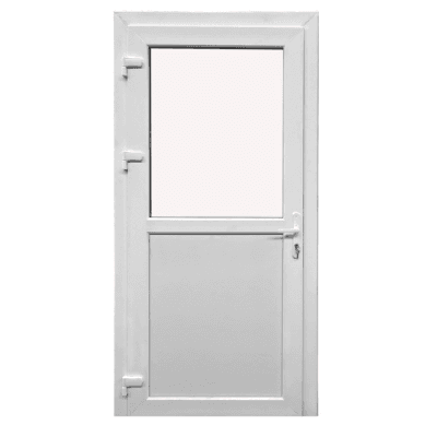 Kunststof Deur half glas Wit 101x216cm - Rechtsdraaiend