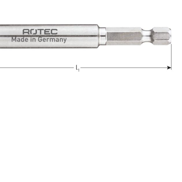 Magn. RVS bit houder met C-ring, 74mm Rotec